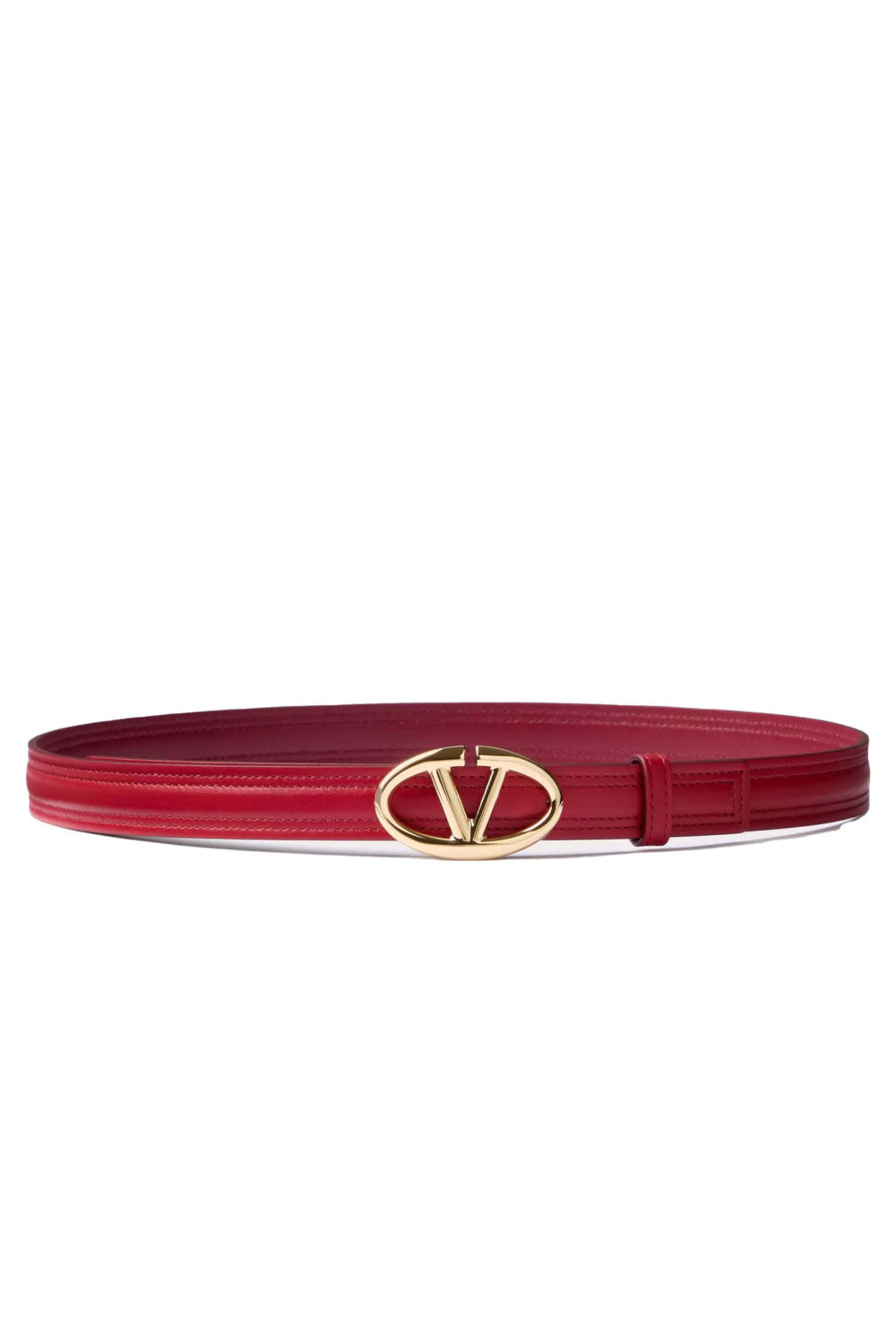 Valentino Garavani - VLogo Moon Reversible Belt in Dark Red