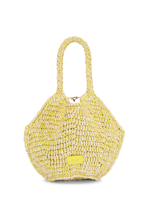 Khaite Mini Lotus Citron & White Raffia Tote - view 2