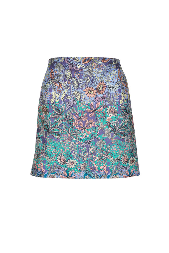 Etro Blue Multi Base Jacquard Mini Skirt