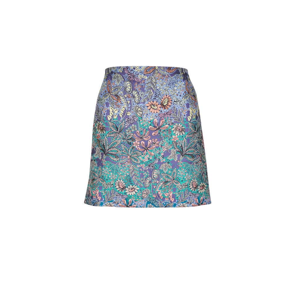 Etro - Blue Multi Base Jacquard Mini Skirt | Mitchell Stores