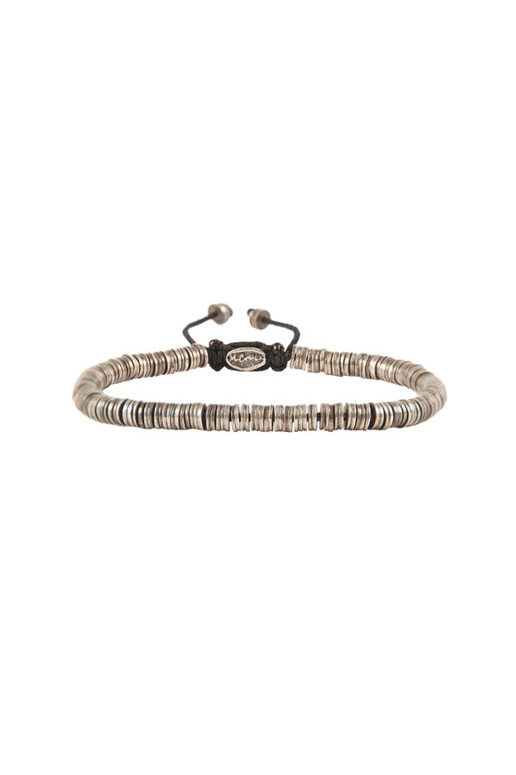 M. Cohen - Silver Oxidized Carved Disc Bead Bracelet