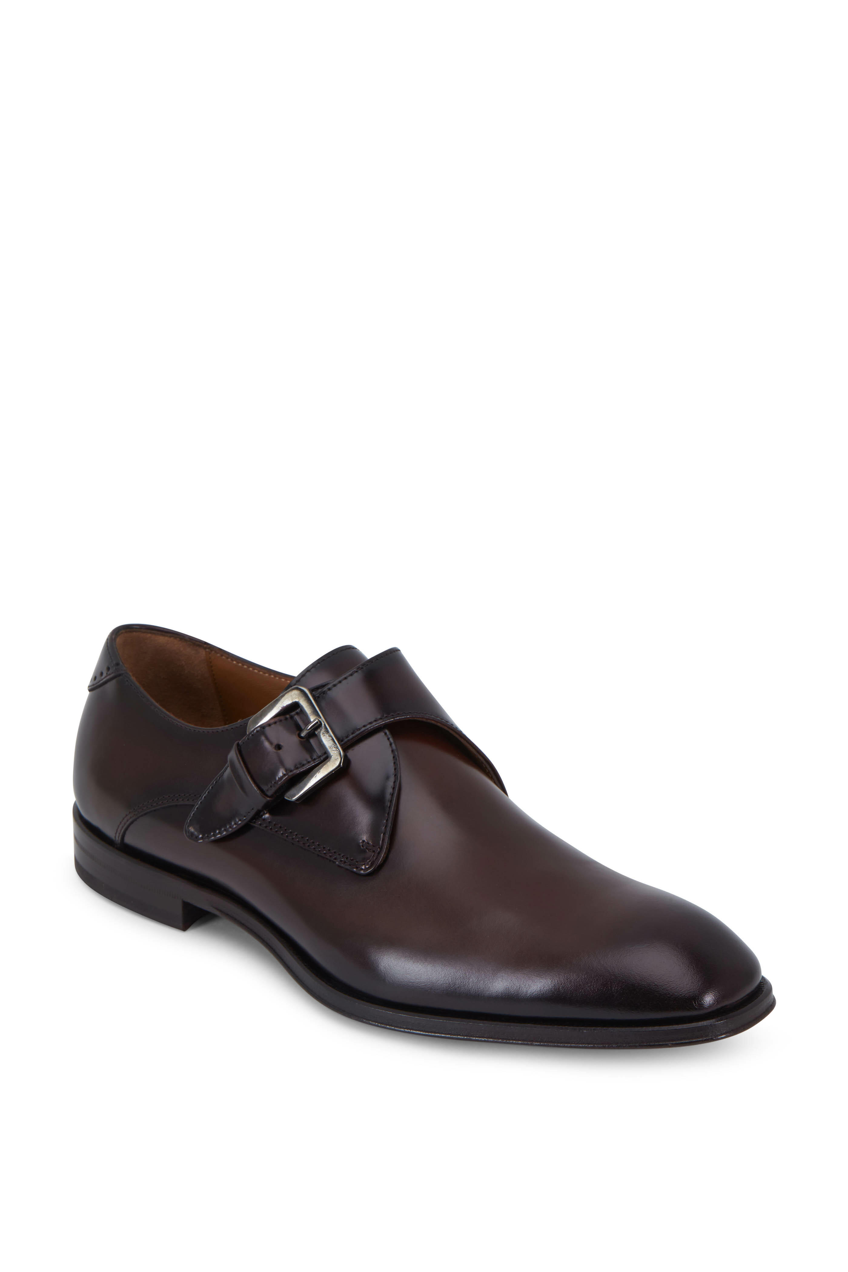 Bruno Magli Lucio Dark Brown Leather Single Monk Shoe