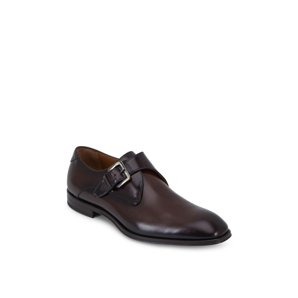 Bruno Magli Lucio Dark Brown Leather Single Monk Shoe
