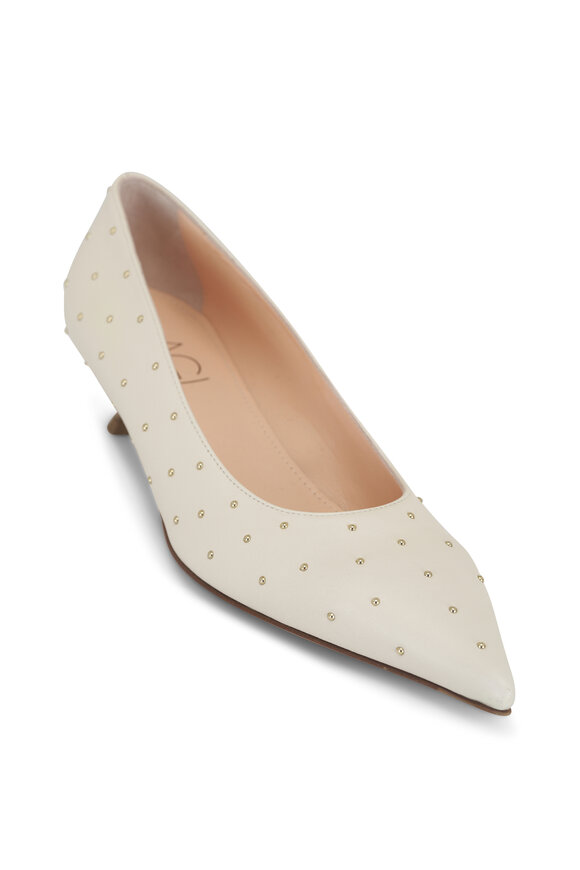 AGL Lenor White Leather Stud Kitten Heel