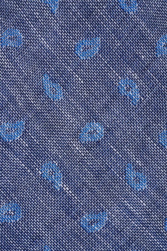 Zegna Blue Paisley Cotton & Linen Necktie - view 2