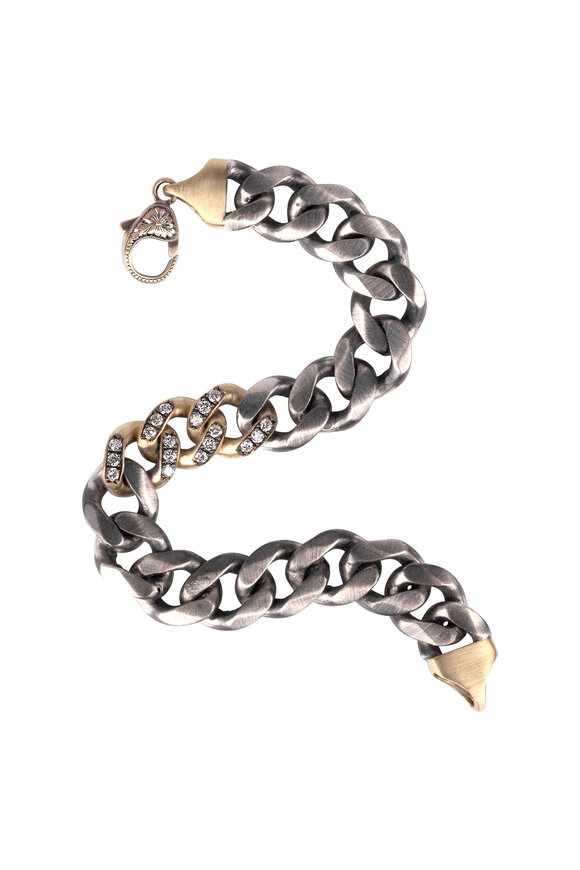 Sylva & Cie - 18K Yellow Gold & Silver Diamond Link Bracelet