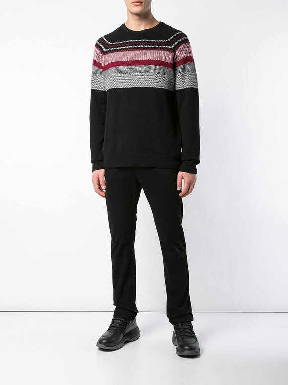 A T M - Black & Red Fair Aisle Wool Sweater