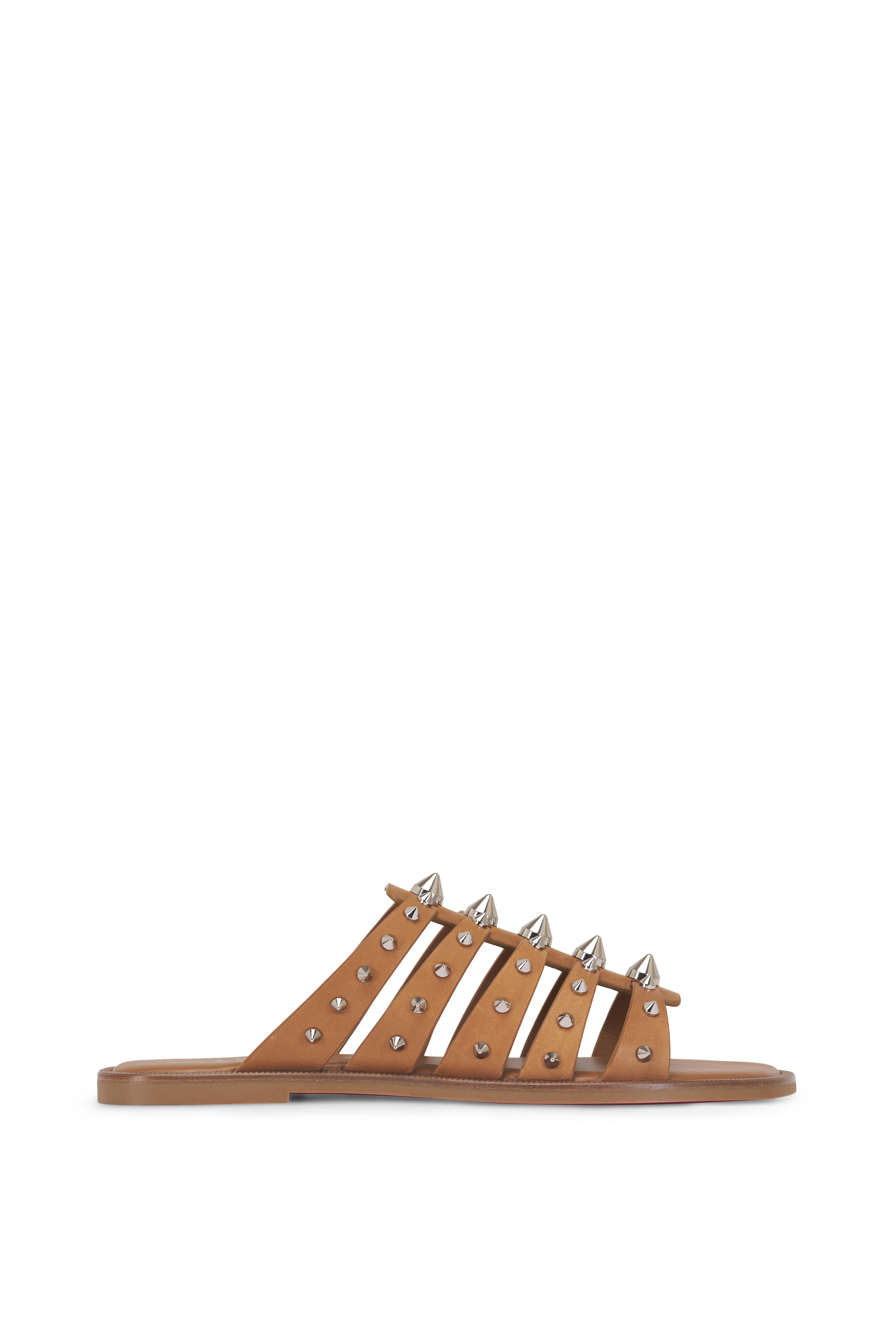 a/tan Christian Louboutin - Charja Tan Spike Flat Sandal