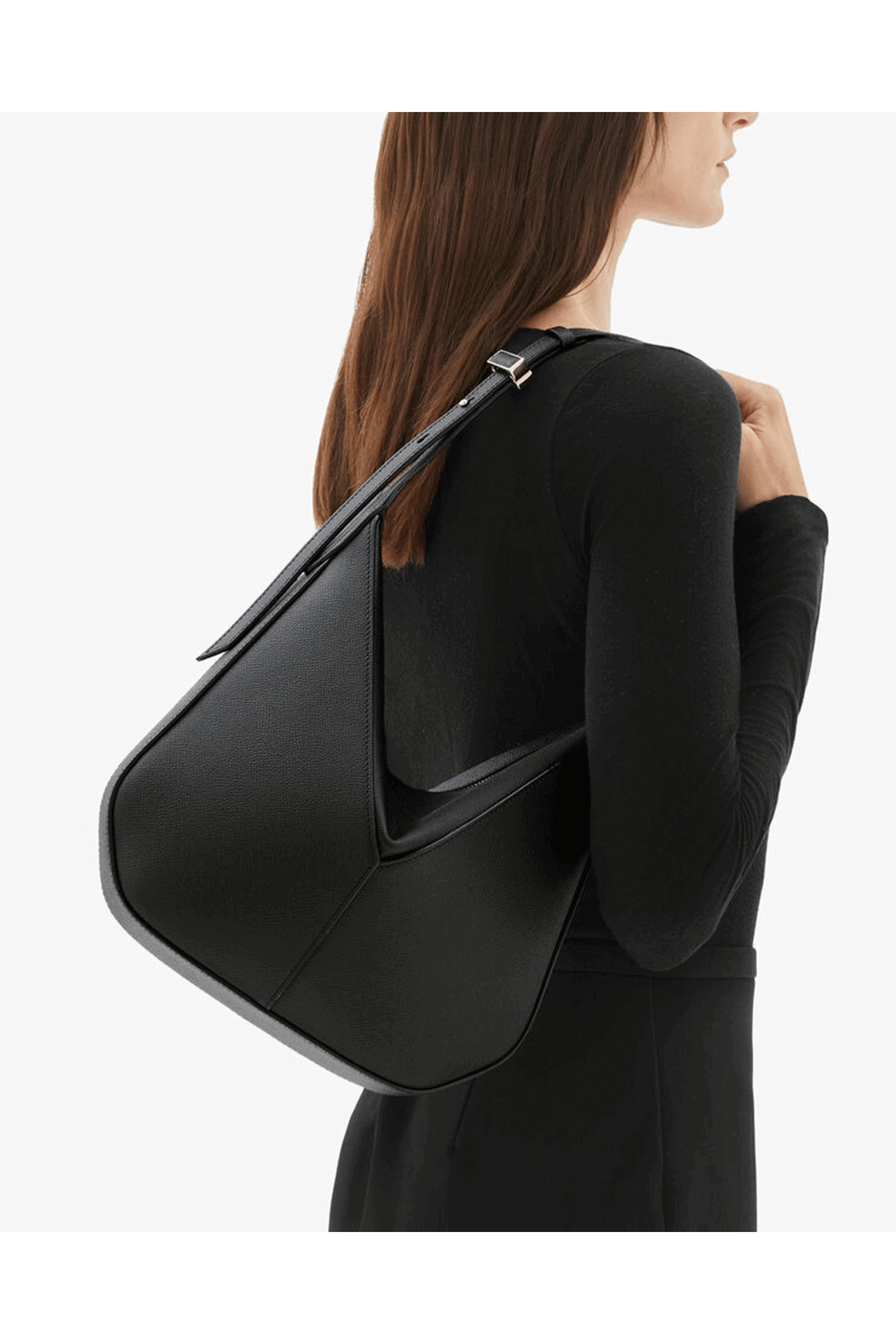 Valextra - Mini Vivi Nero Leather Hobo Bag