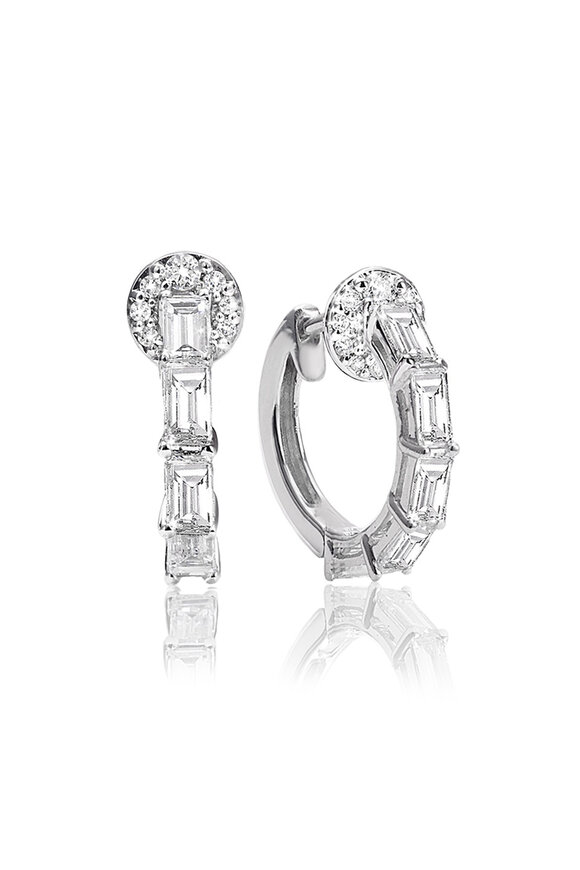 Nam Cho Basic Prong Baguette Diamond Hoops 