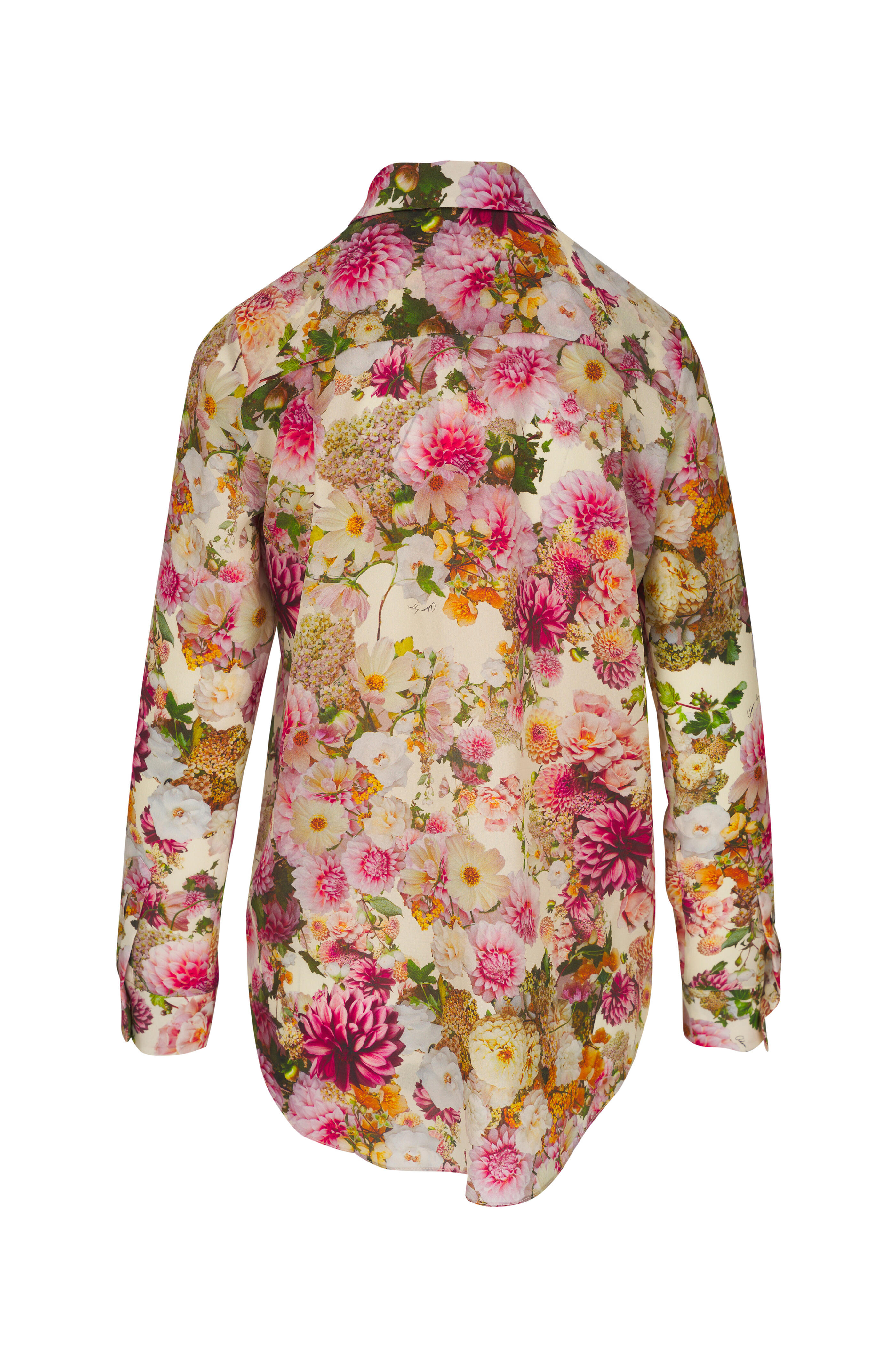 Adam Lippes - Cream Multi Floral Print Silk Blouse