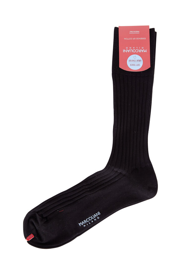 Marcoliani Black Ribbed Socks