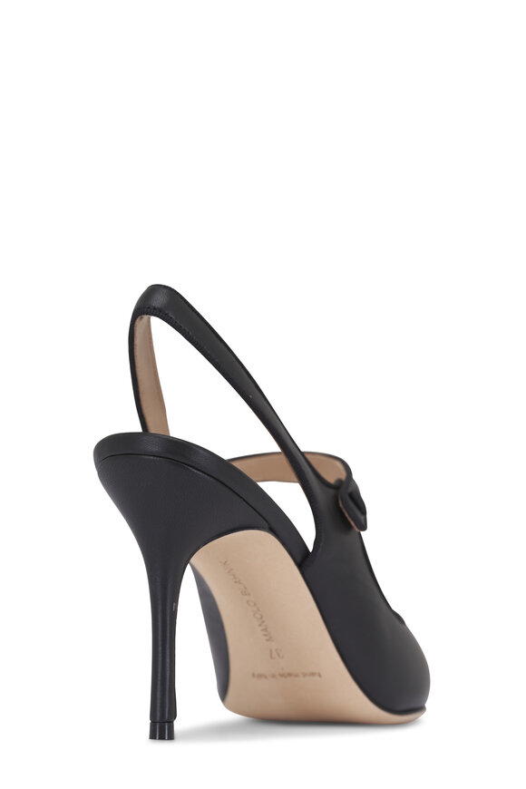 Manolo Blahnik Camparisli Black Leather Slingback Pump, 90mm - view 6