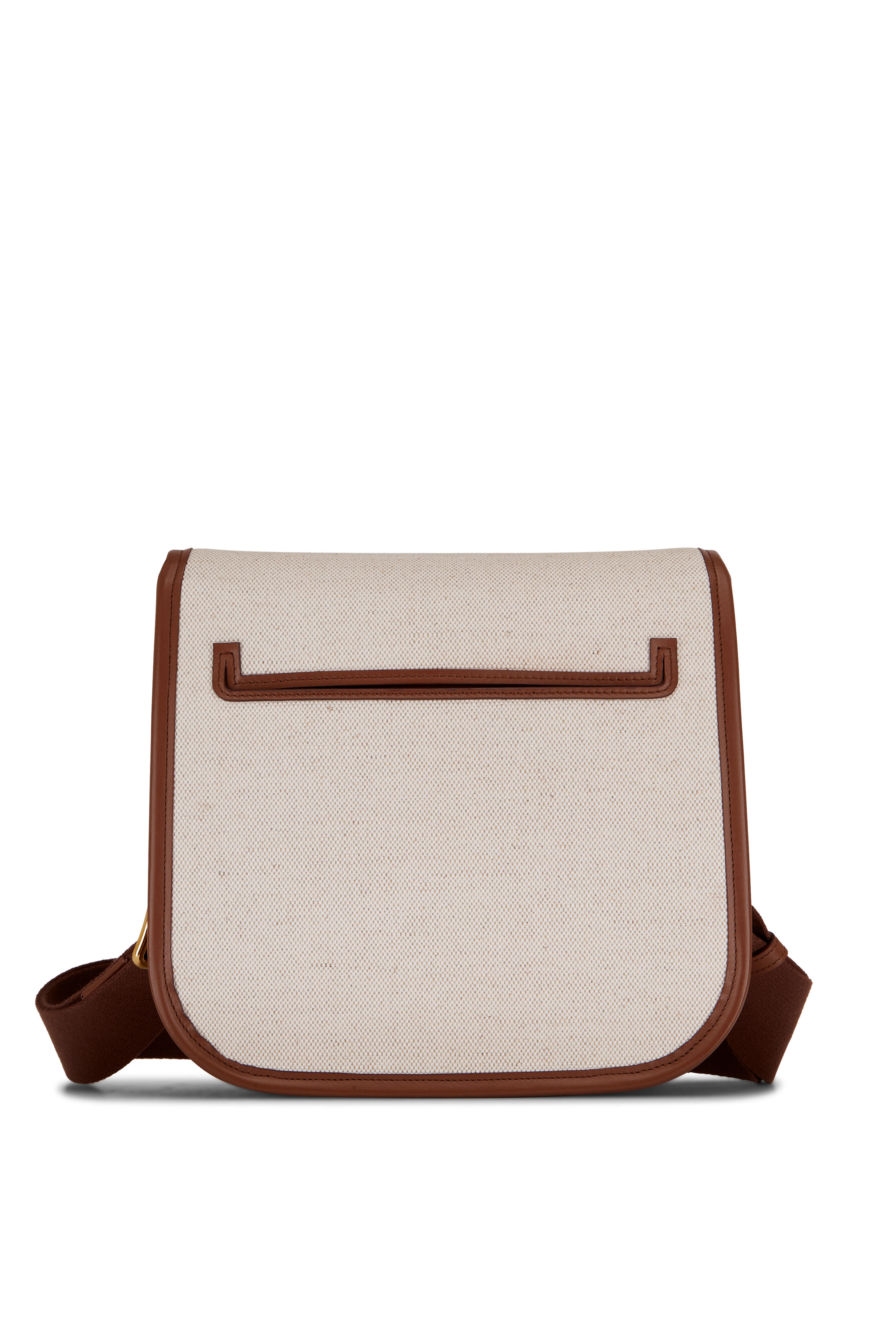 Leather Trimmed Canvas Pouch in Beige - Tom Ford