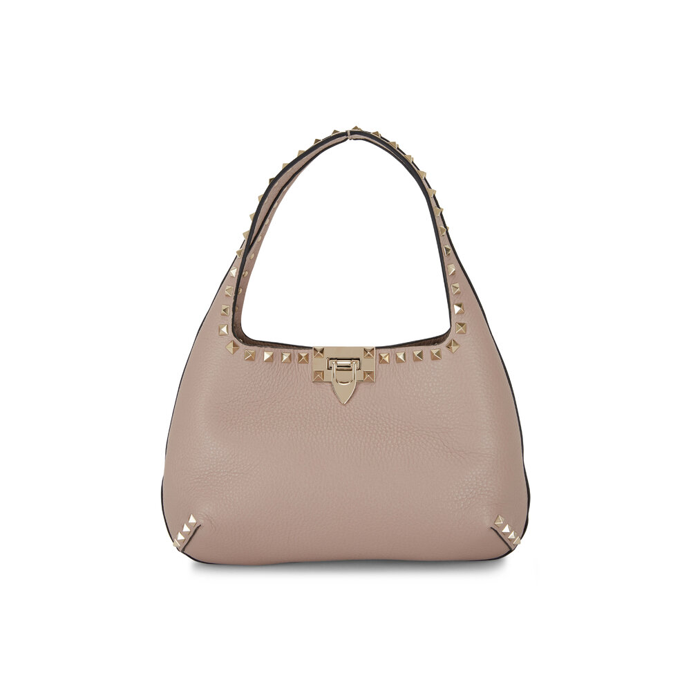 【関税&送料込】Valentino Garavani Leather Small Go-Hobo Sho Valentino Garavani Small Go-hobo Bag In Black Leather