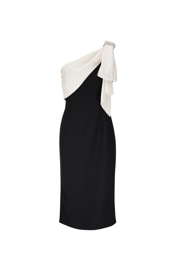 Sachin + Babi - Shane Ivory & Black Stretch Shoulder Bow Dress 