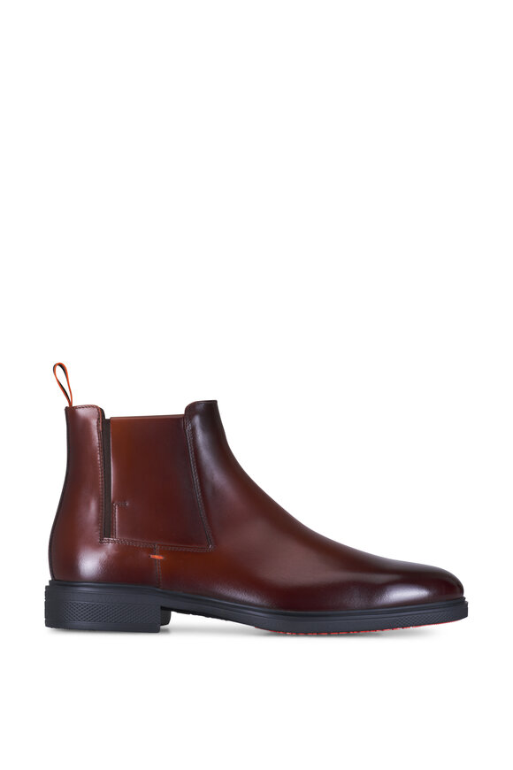 Santoni - Easy Dark Brown Leather Pull-On Boot