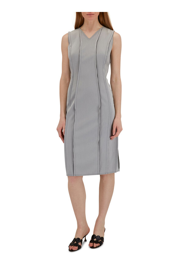 KZ_K Studio Fluting Off White & Black Reversible Column Dress