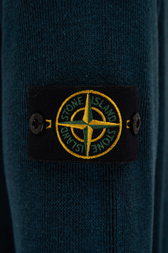 Stone Island - Teal Vintage Washed Full Zip Sweater