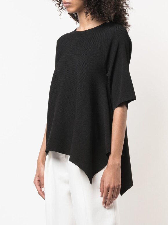 Derek Lam - Black Ribbed Asymmetric Hem Top