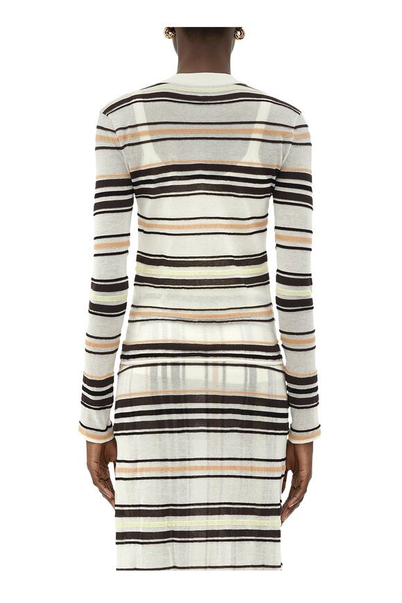 Bottega Veneta - Ivory Stripe Cotton Knit Sweater 