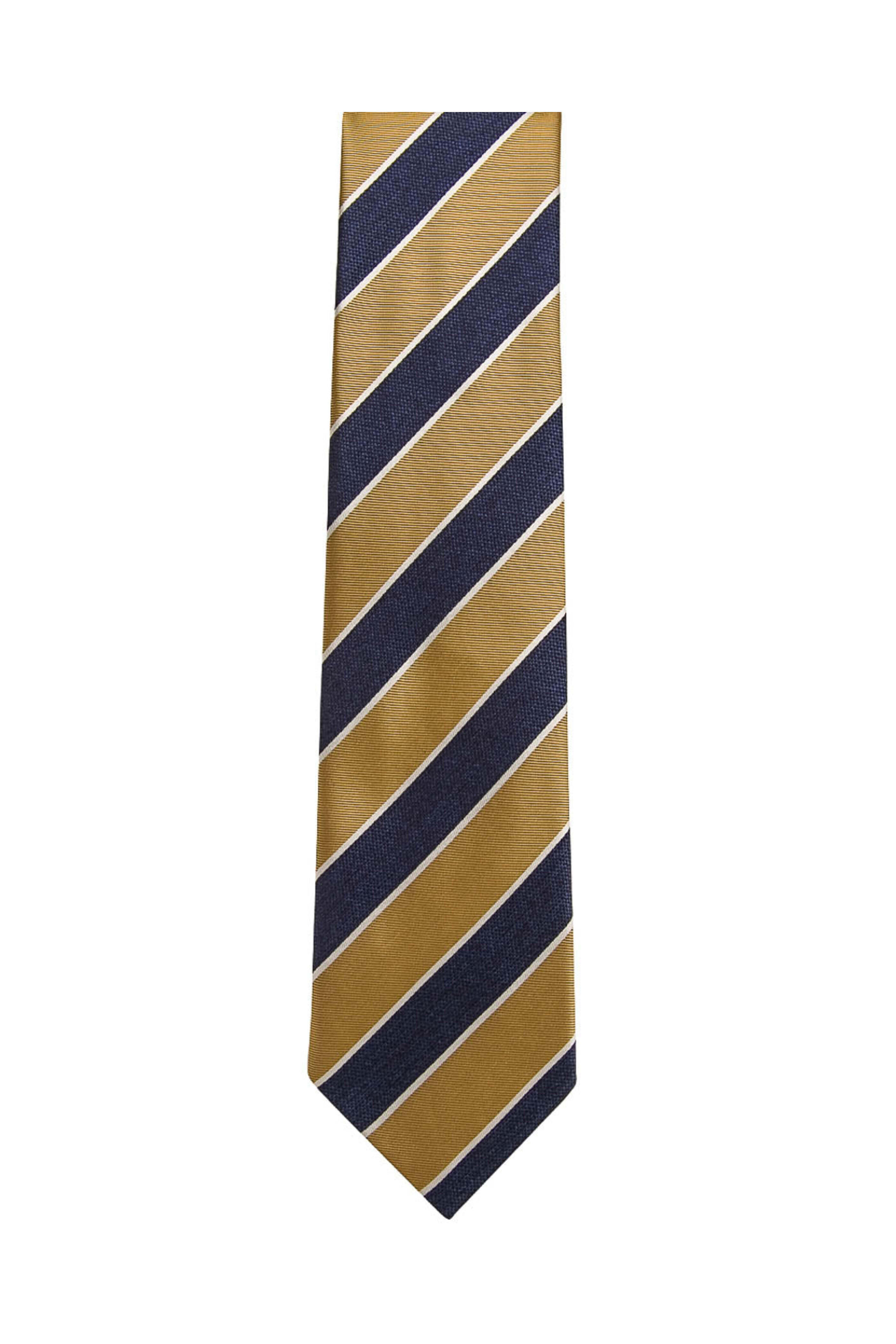 Geoff Nicholson - Navy Gold and White Stripe Tie