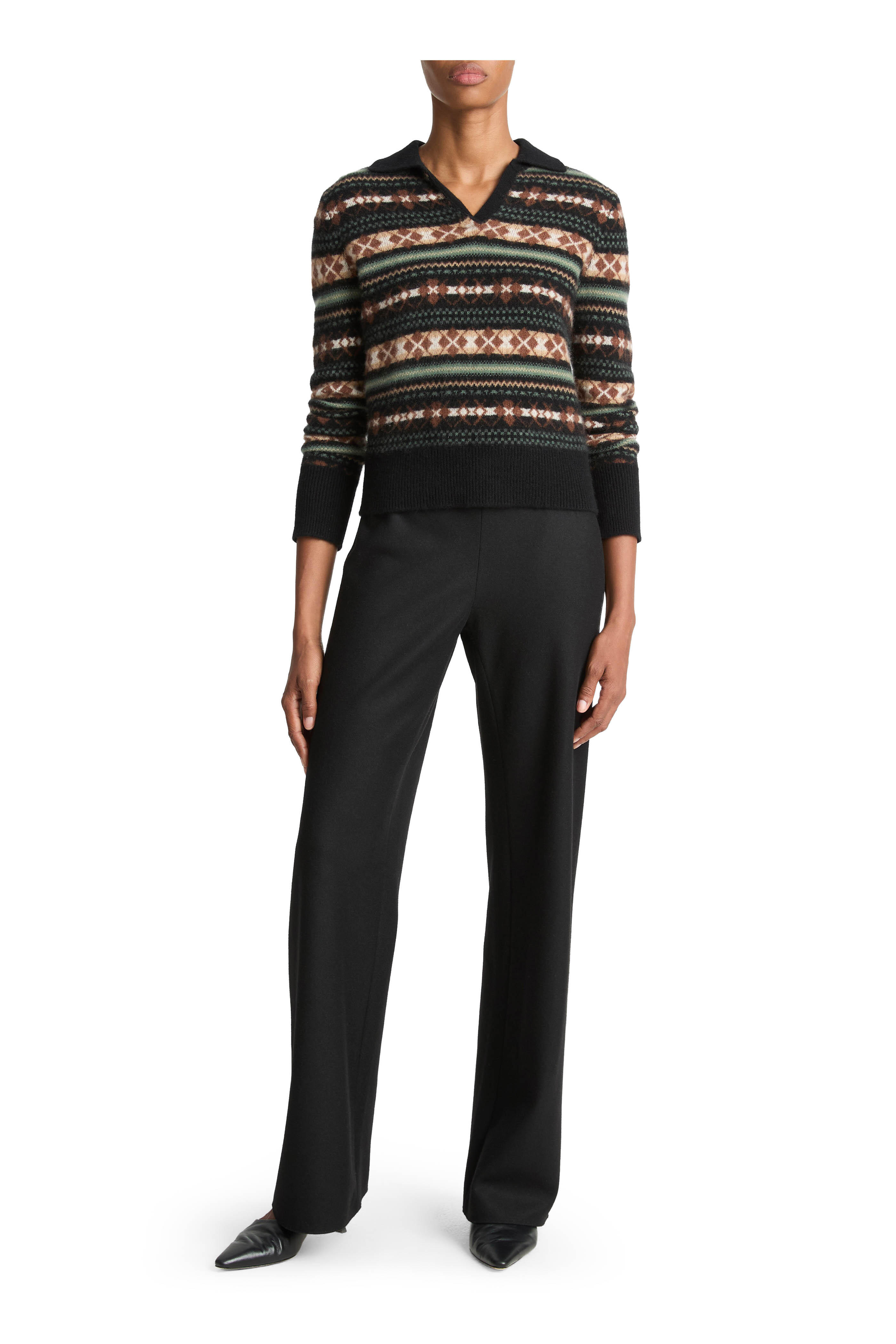 Vince - Cacao & Malachite Combo Fair Isle Sweater