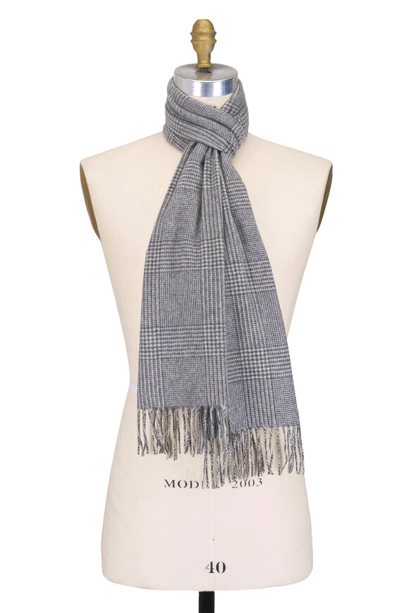 Chelsey Imports Gray Houndstooth Cashmere Scarf