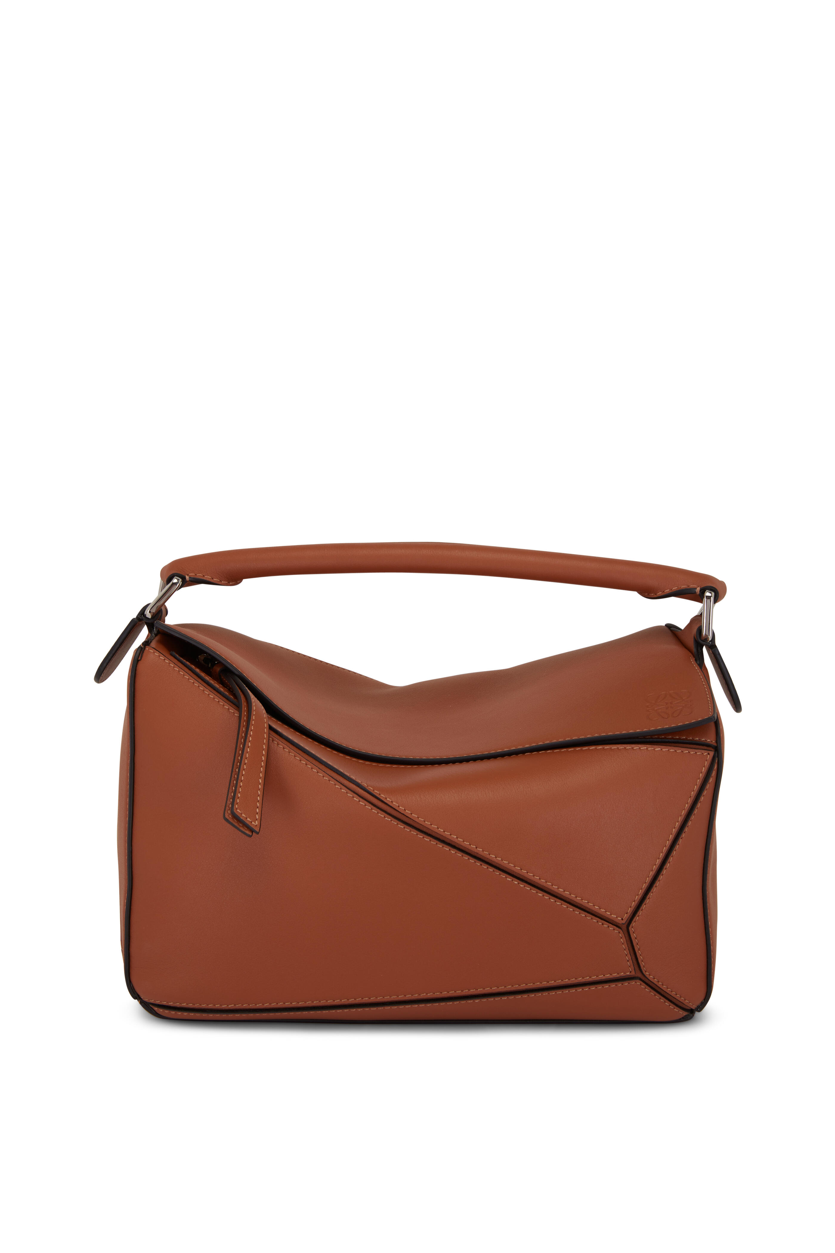 【関税送料込】Loewe Pebbled Leather Puzzle Bag Brown Loewe - Puzzle Tan Leather Top Handle Bag | Mitchell Stores