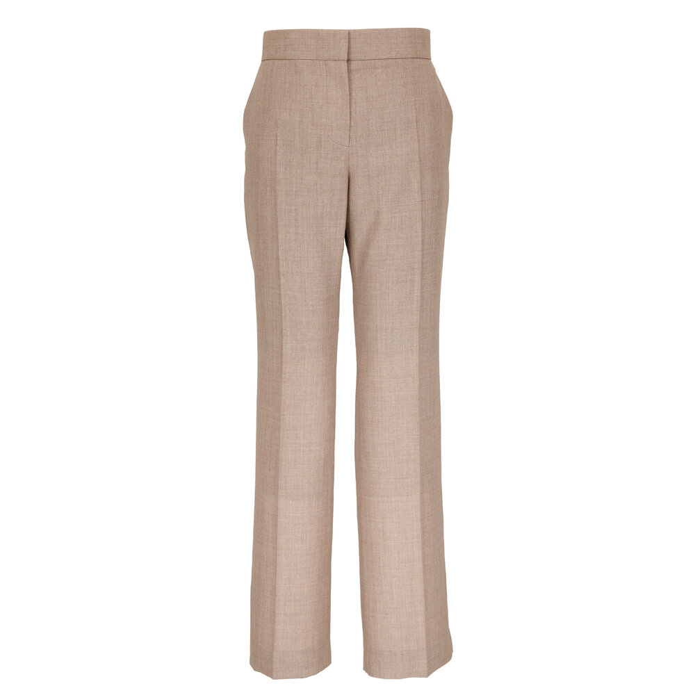 The Row - Baer Beige Melange Low-Rise Fitted Wool Trouser