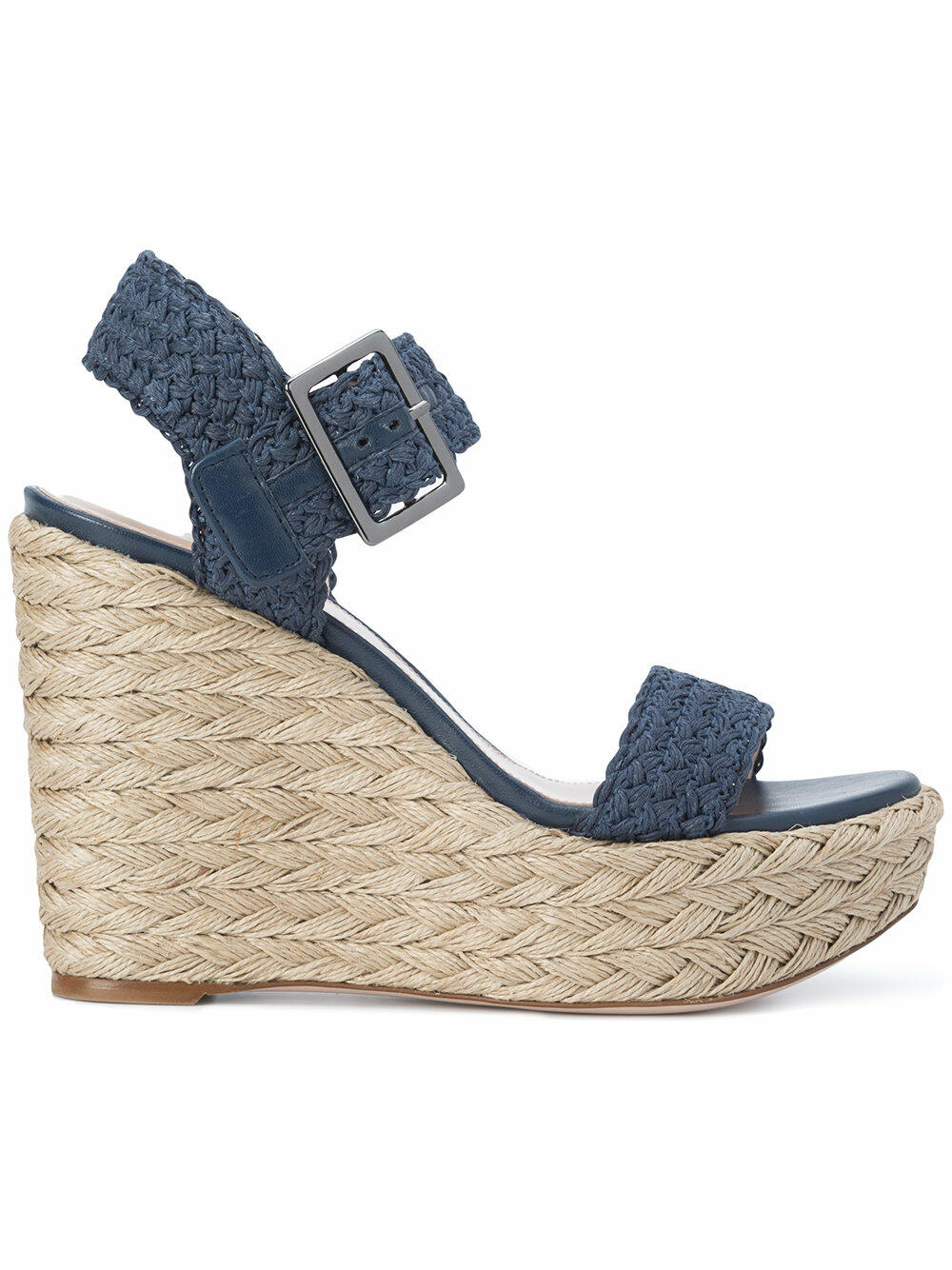 Stuart Weitzman - Alexis Nice Blue Crochet Wedge Espadrille,125mm