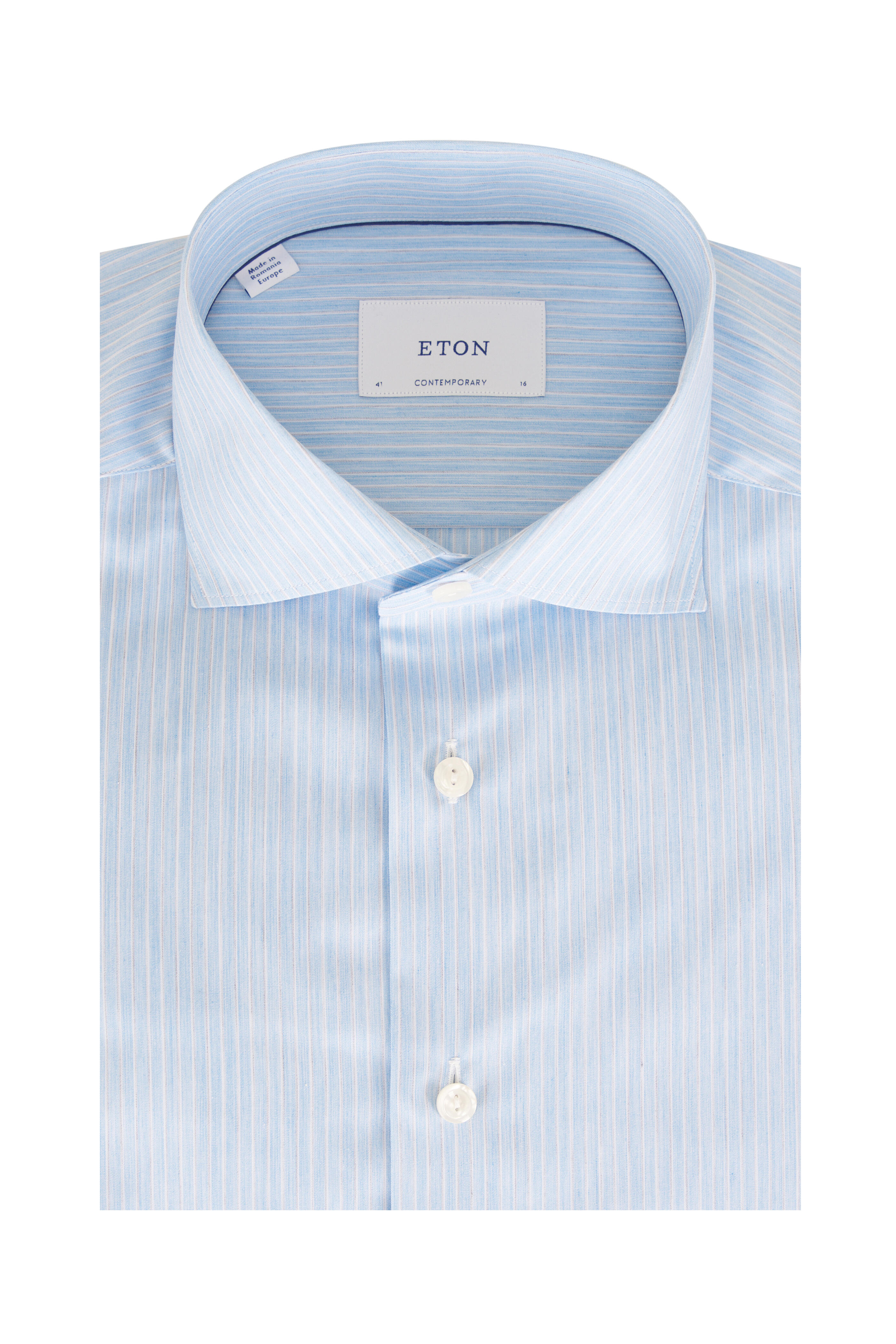Eton - Blue Stripe Cotton Dress Shirt - view 1