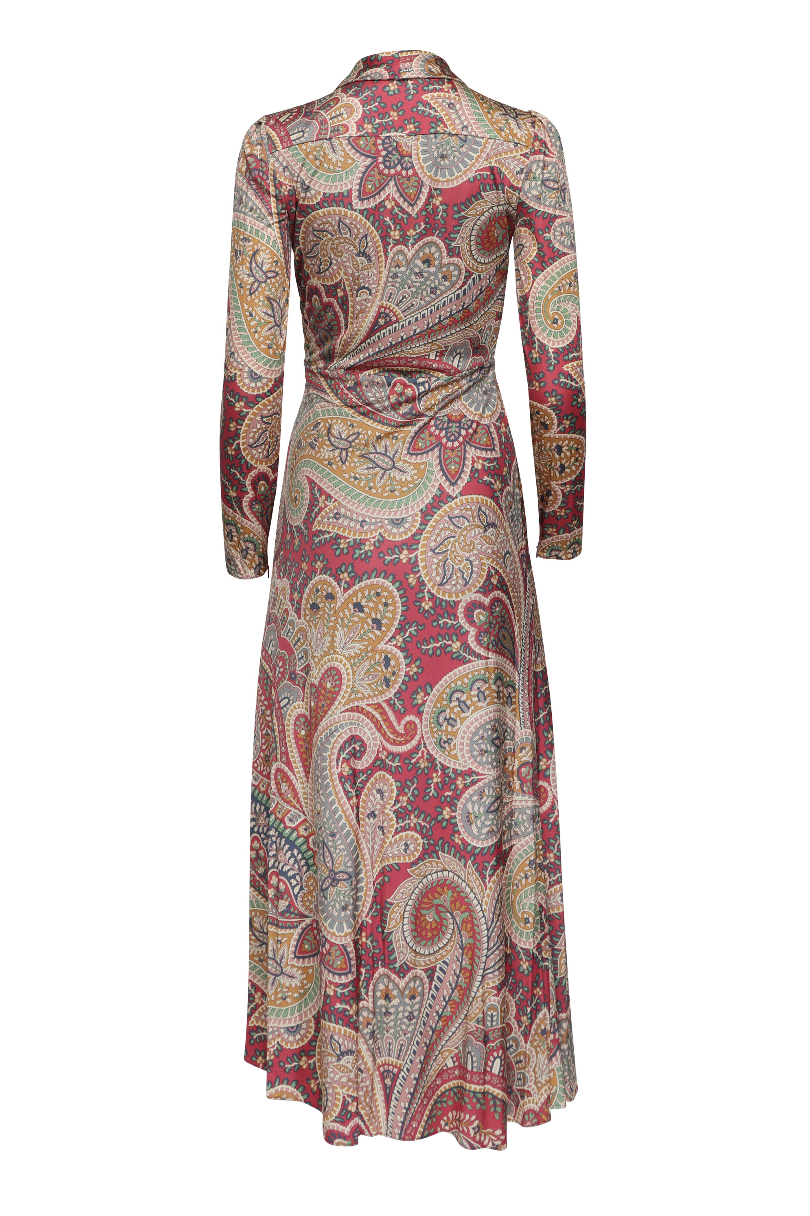 Etro - Burgundy Paisley Wrap Midi Dress