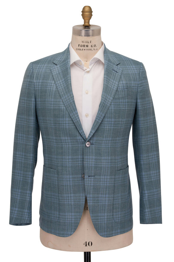 Zegna - Light Blue Tonal Windowpane Plaid Sportcoat 