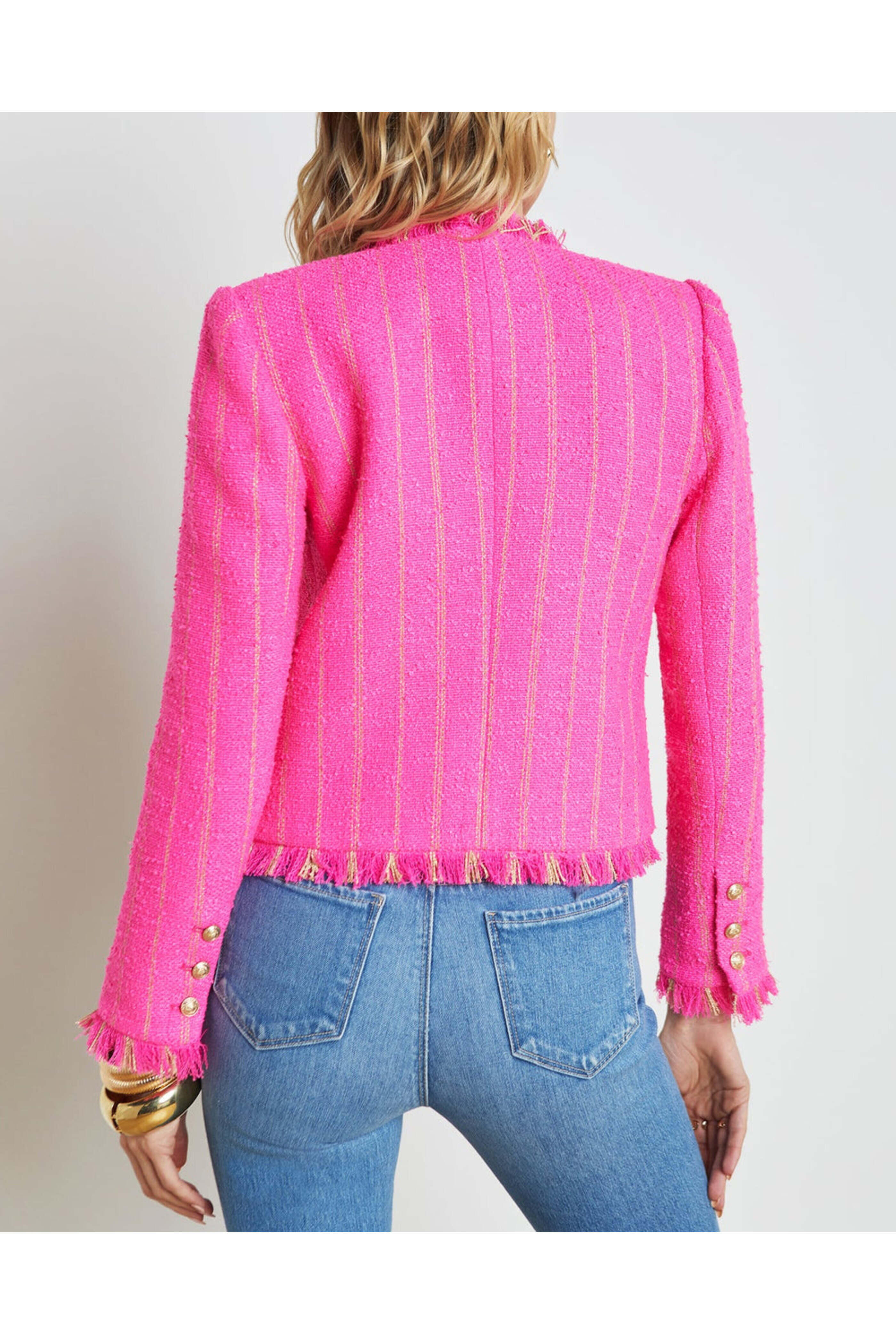 L'Agence - Shocking Pink and Gold Tinlee Jacket