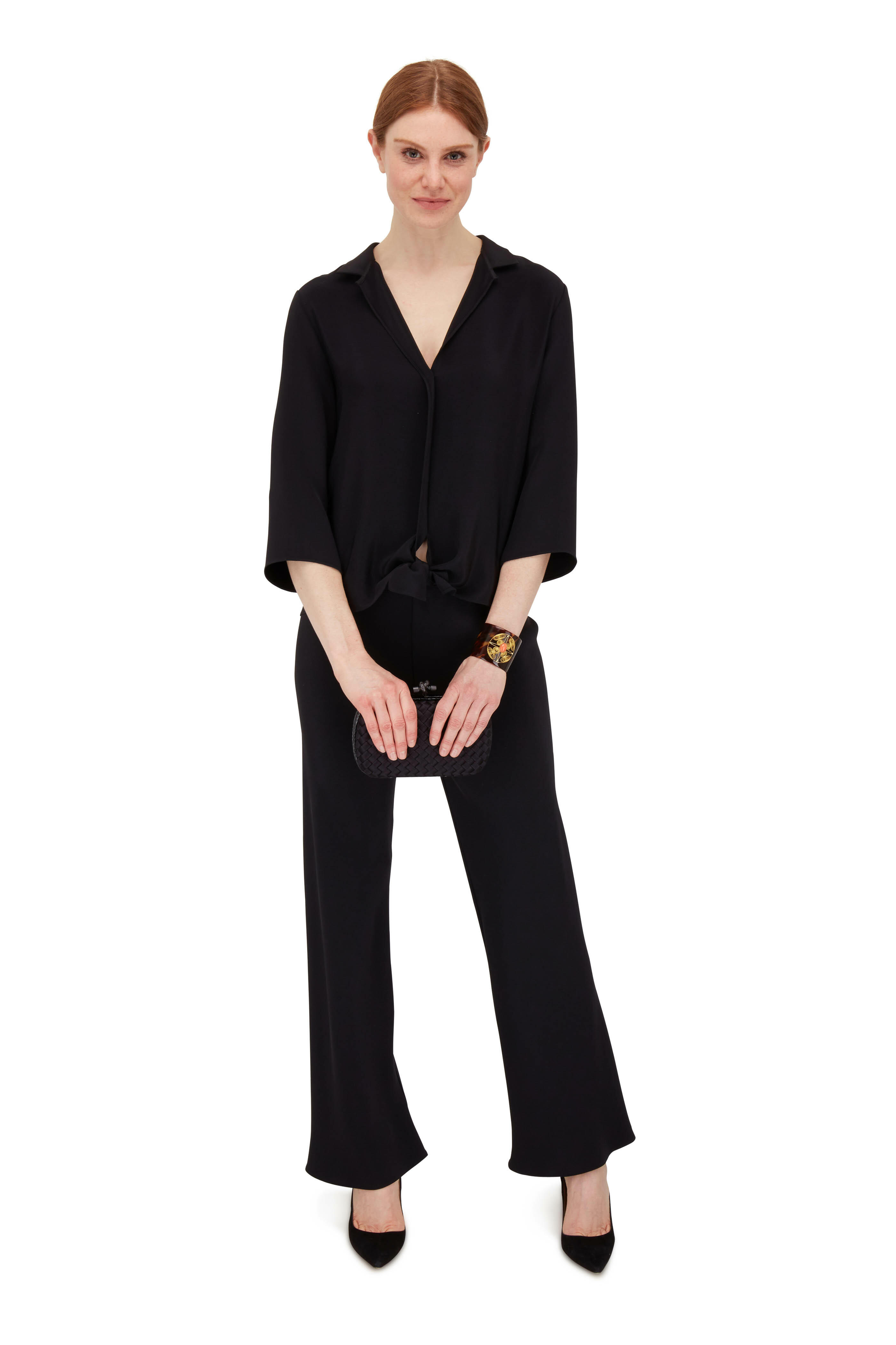 Peter Cohen - Black Silk Crop Pull-On Pant | Mitchell Stores
