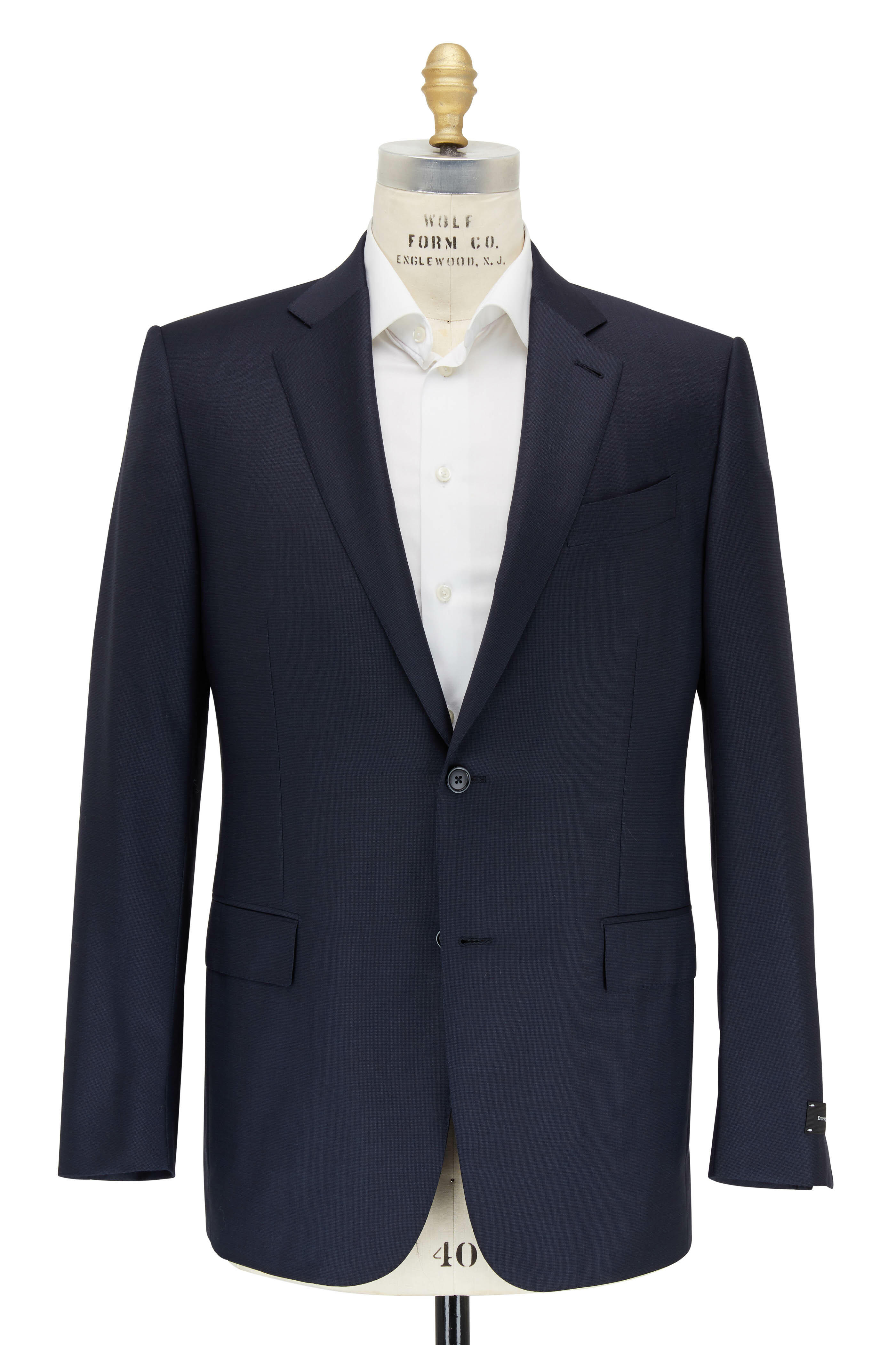 Zegna - Trofeo Navy Blue Pindot Wool Suit | Mitchell Stores