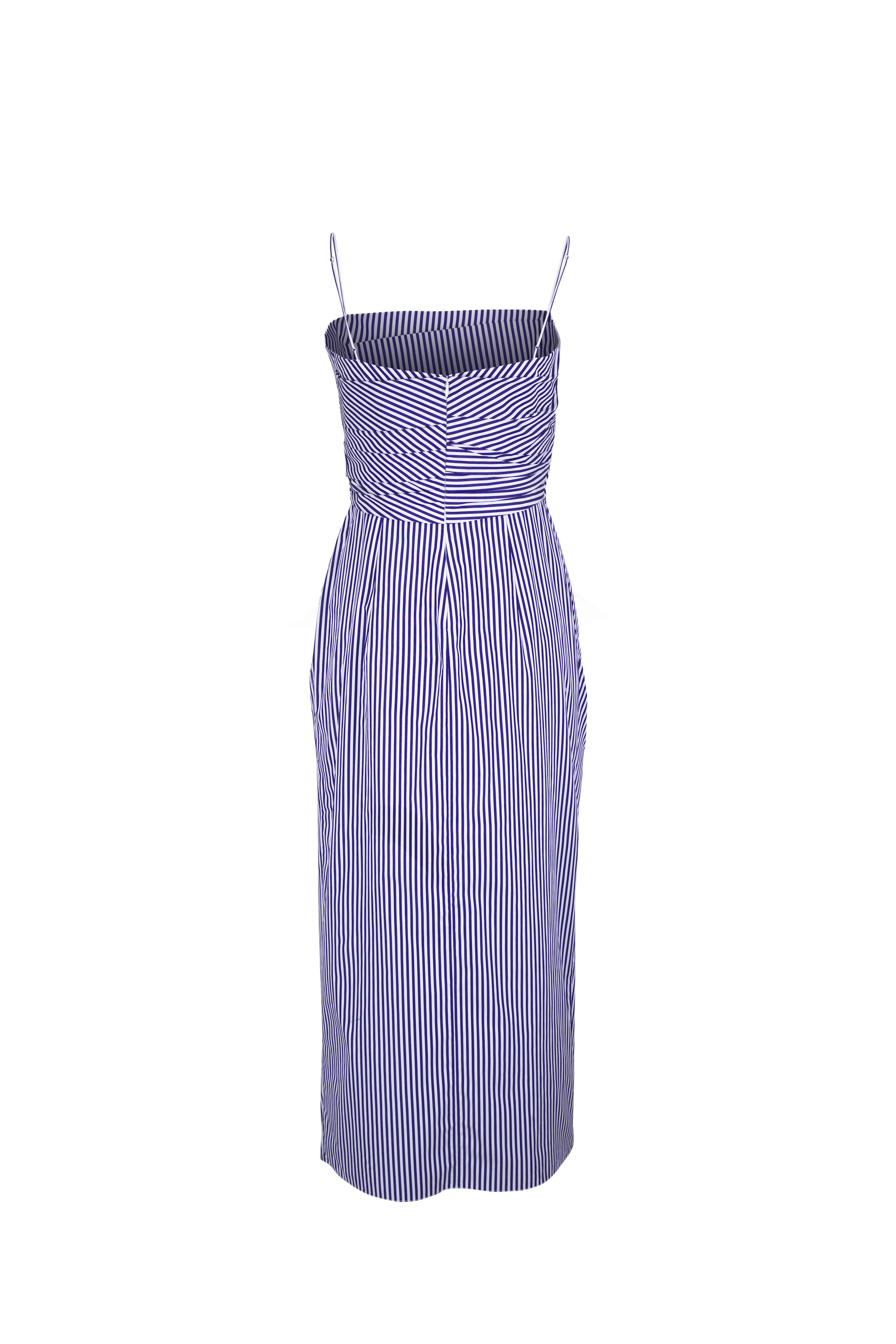 Adam Lippes - Cari Navy & White Striped Cotton Poplin Dress