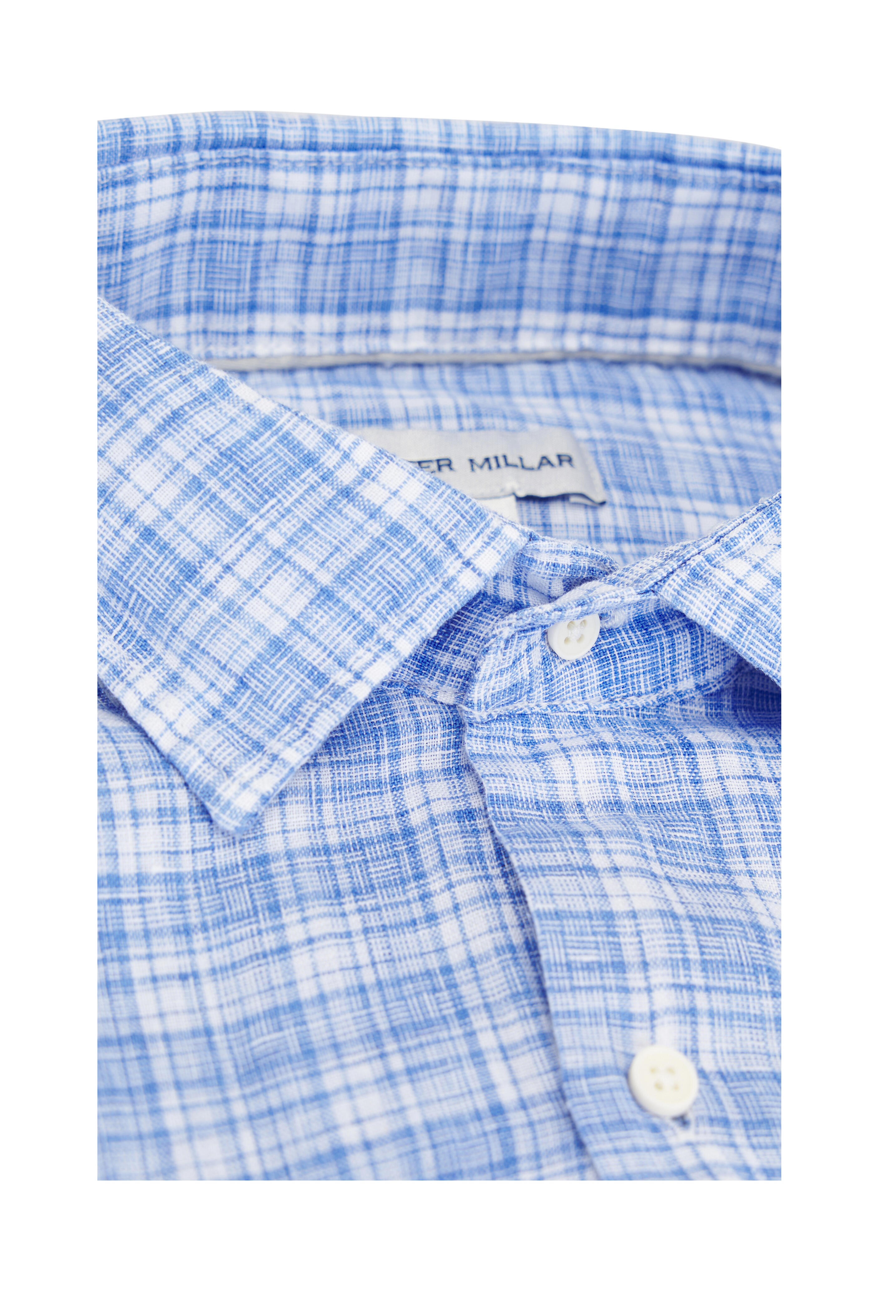 Peter Millar - Blue Poppy Plaid Linen Sport Shirt