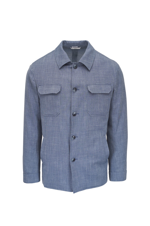 Atelier Munro Light Blue Wool, Silk & Linen Informal Jacket