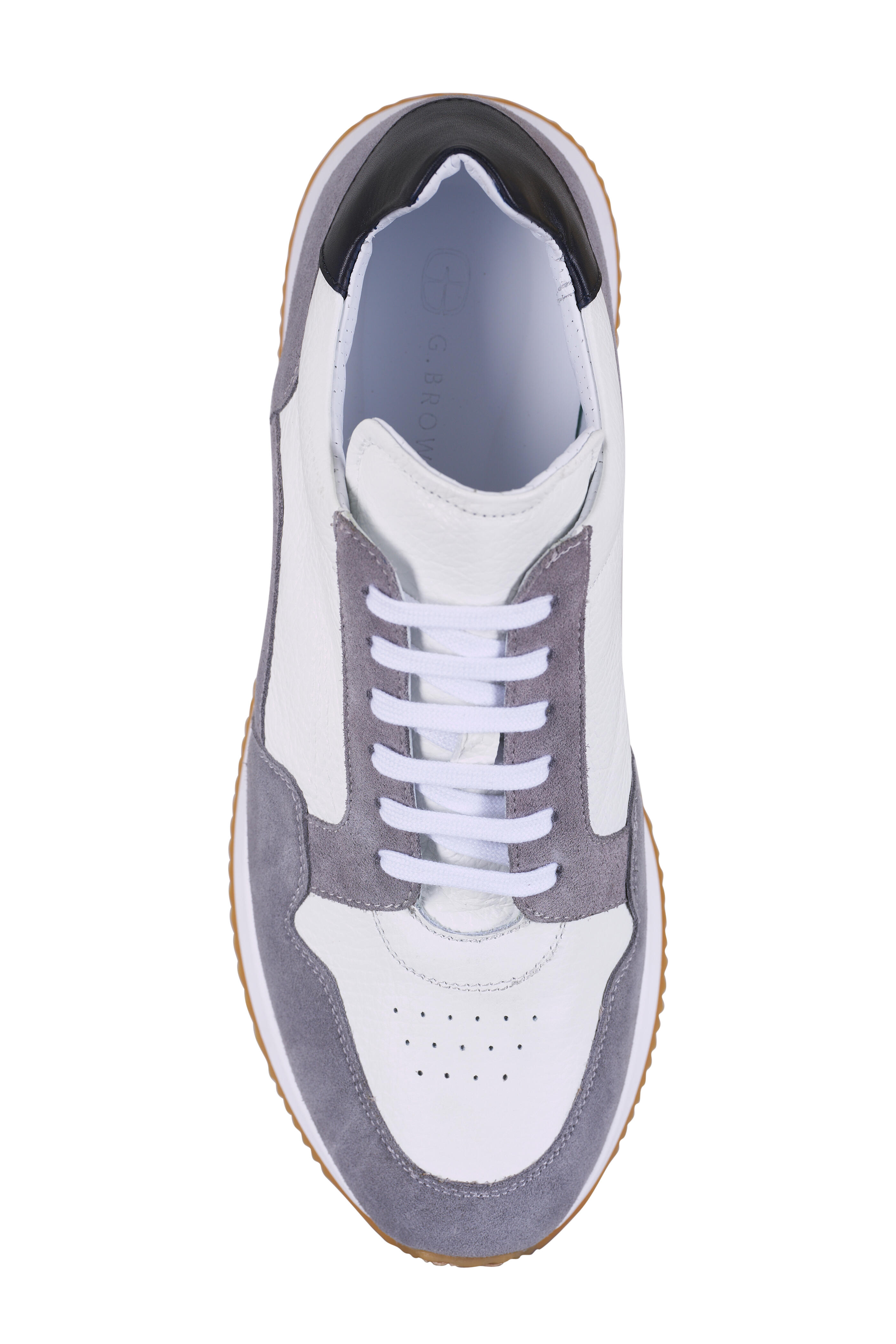 G Brown - Presto 858 White & Gray Low Top Sneaker