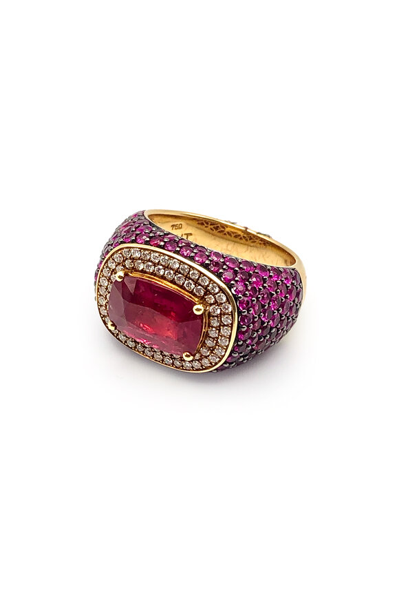Alexander Laut 18k Yellow Gold Diamond & Ruby Ring