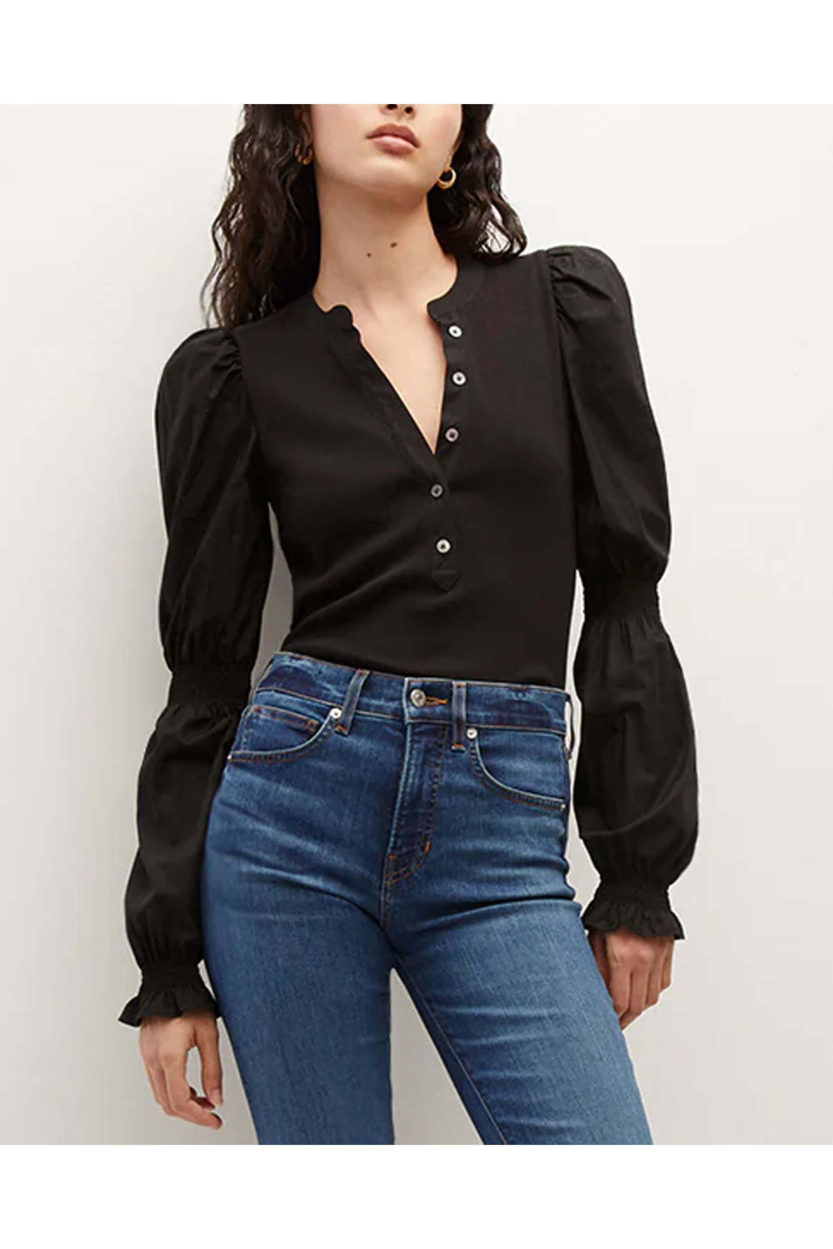 Veronica Beard - Black Effy Puff Sleeve Top