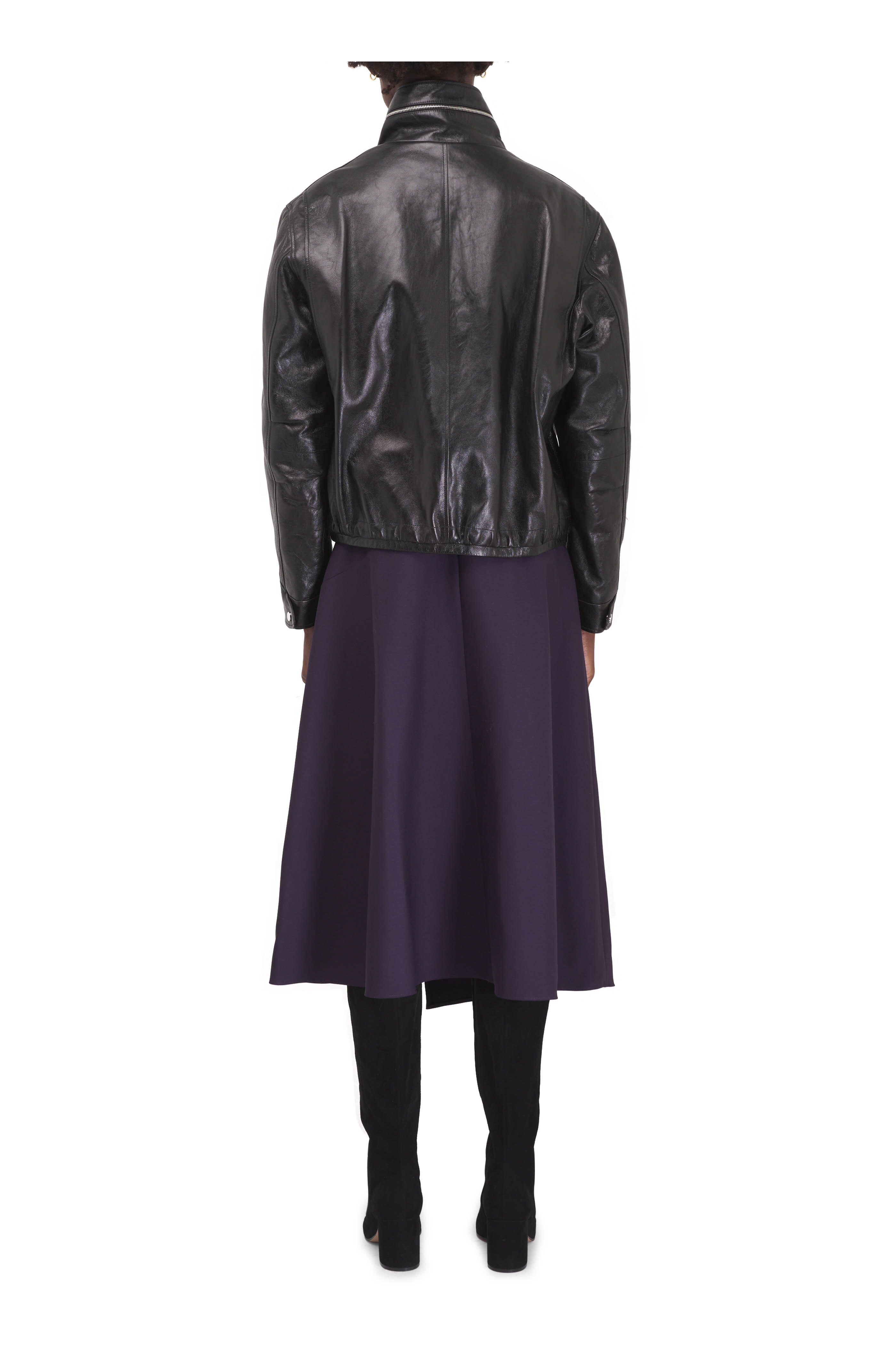 Michael Kors Collection - Black Leather Bomber Jacket