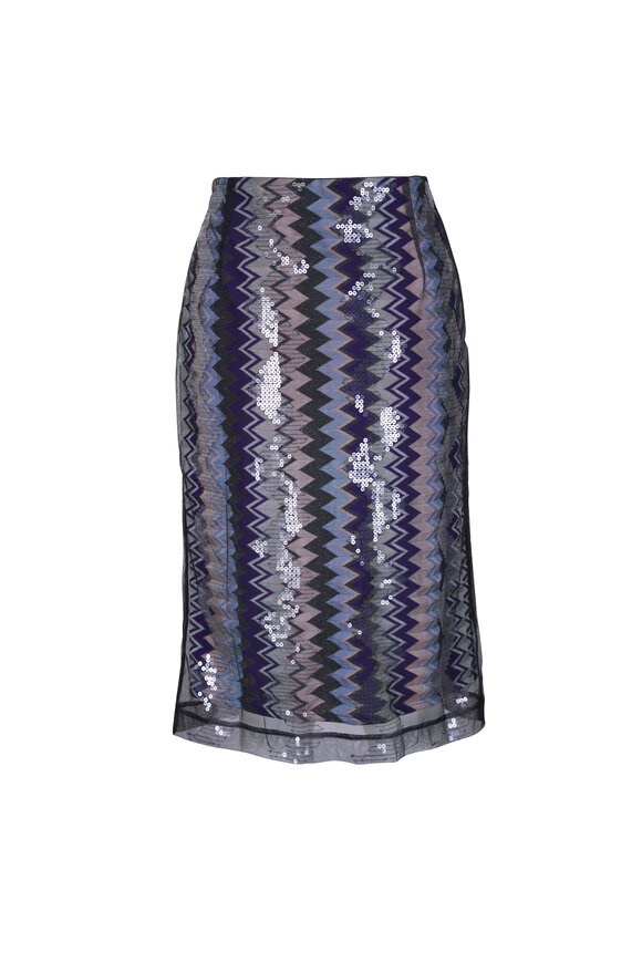 Missoni - Multicolor Black Chevron Paillette Skirt