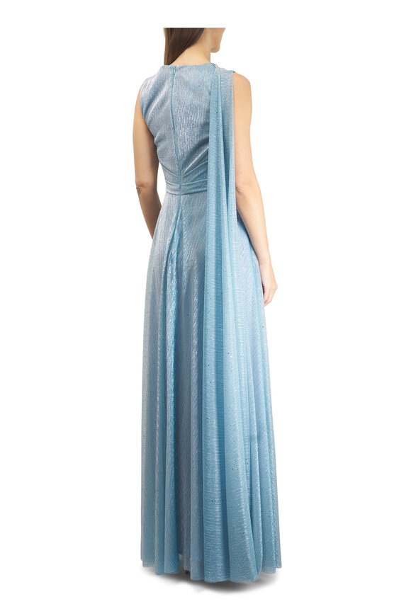 Talbot Runhof Metallic Turquoise Gown - view 4