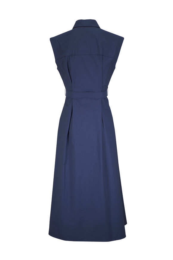 Brunello Cucinelli Navy Diagonal Cotton Shirtdress - view 2