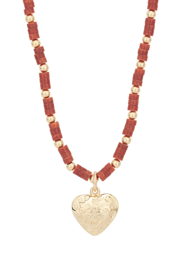 Cristina V. Sunstone Barrel Pendant Heart Necklace - view 2
