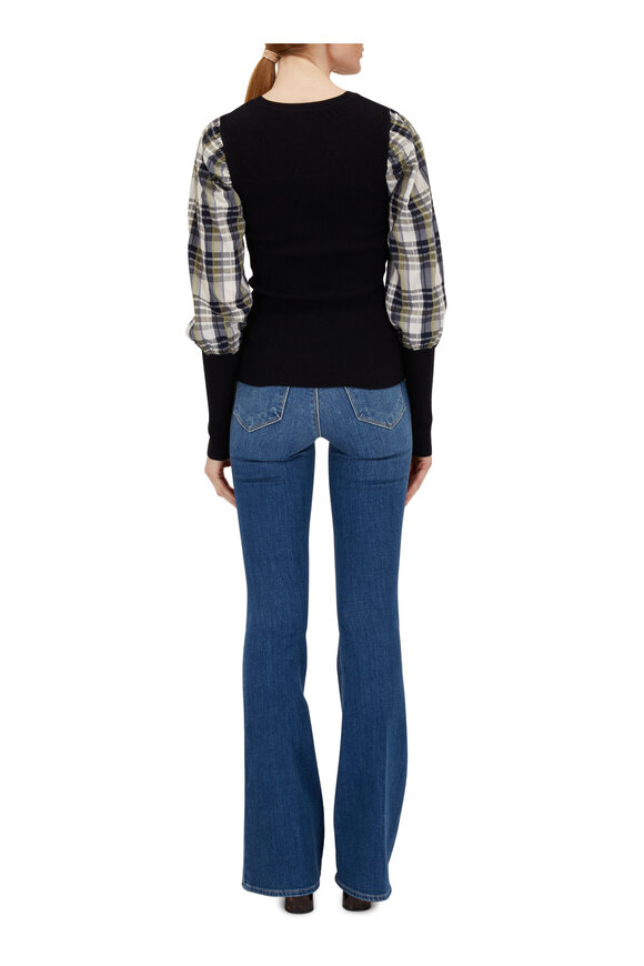 Veronica Beard - Leila Wool Rib-Knit & Plaid Sweater