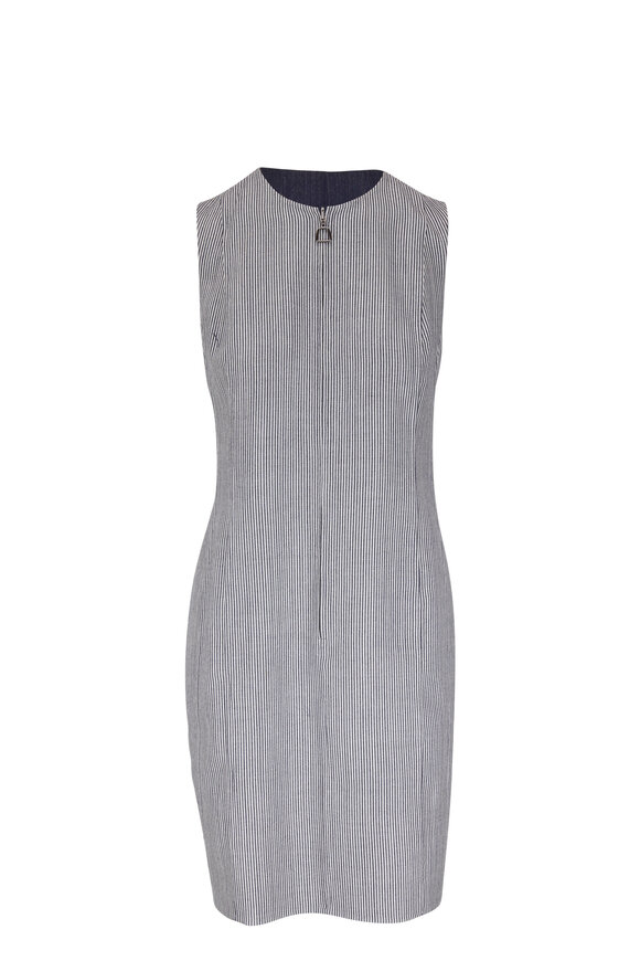 Akris - Navy Blue Wool Reversible Sheath Dress